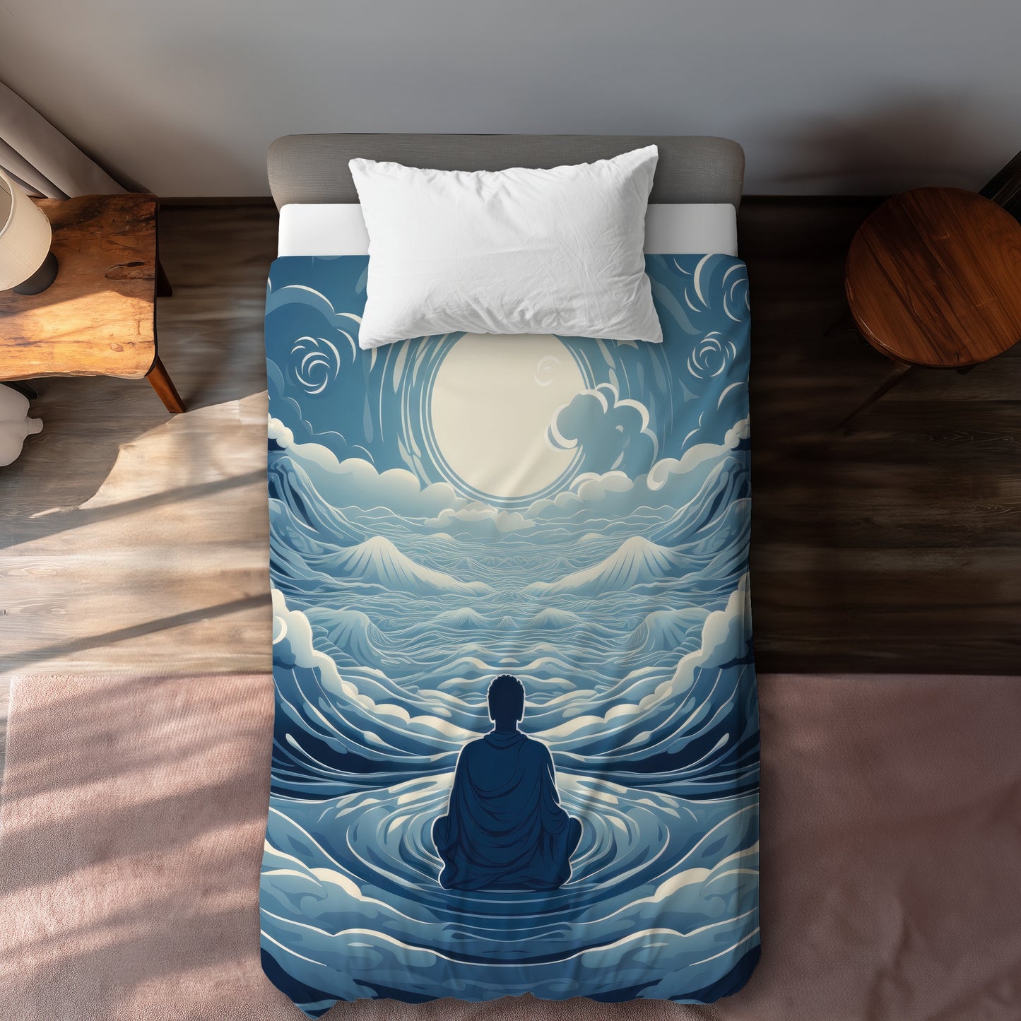 Infinite Wisdom Gray Duvet Cover | Elegant Home Decor