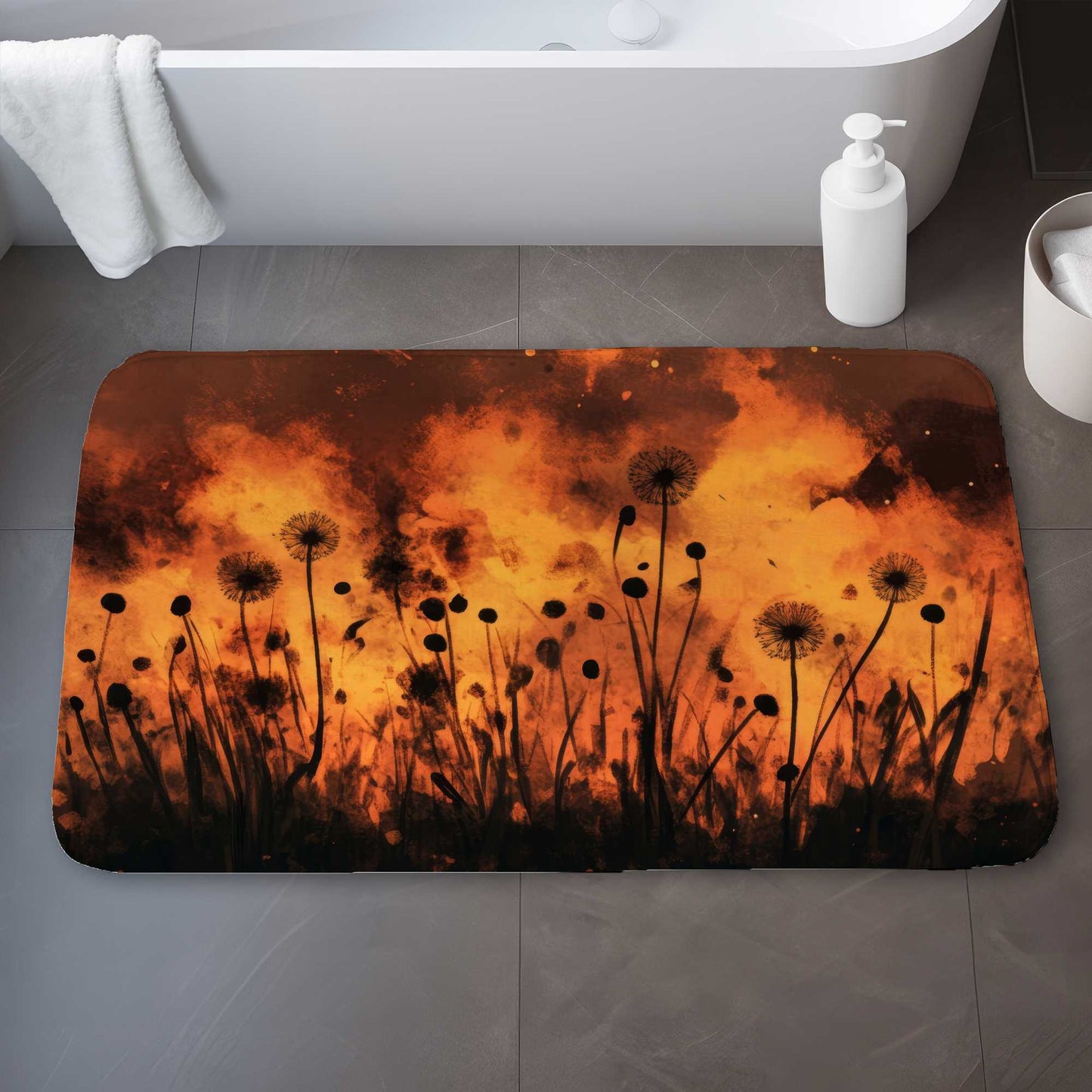 Ablaze Yellow Bath Mat - Stylish Home Decor Accent for Bath