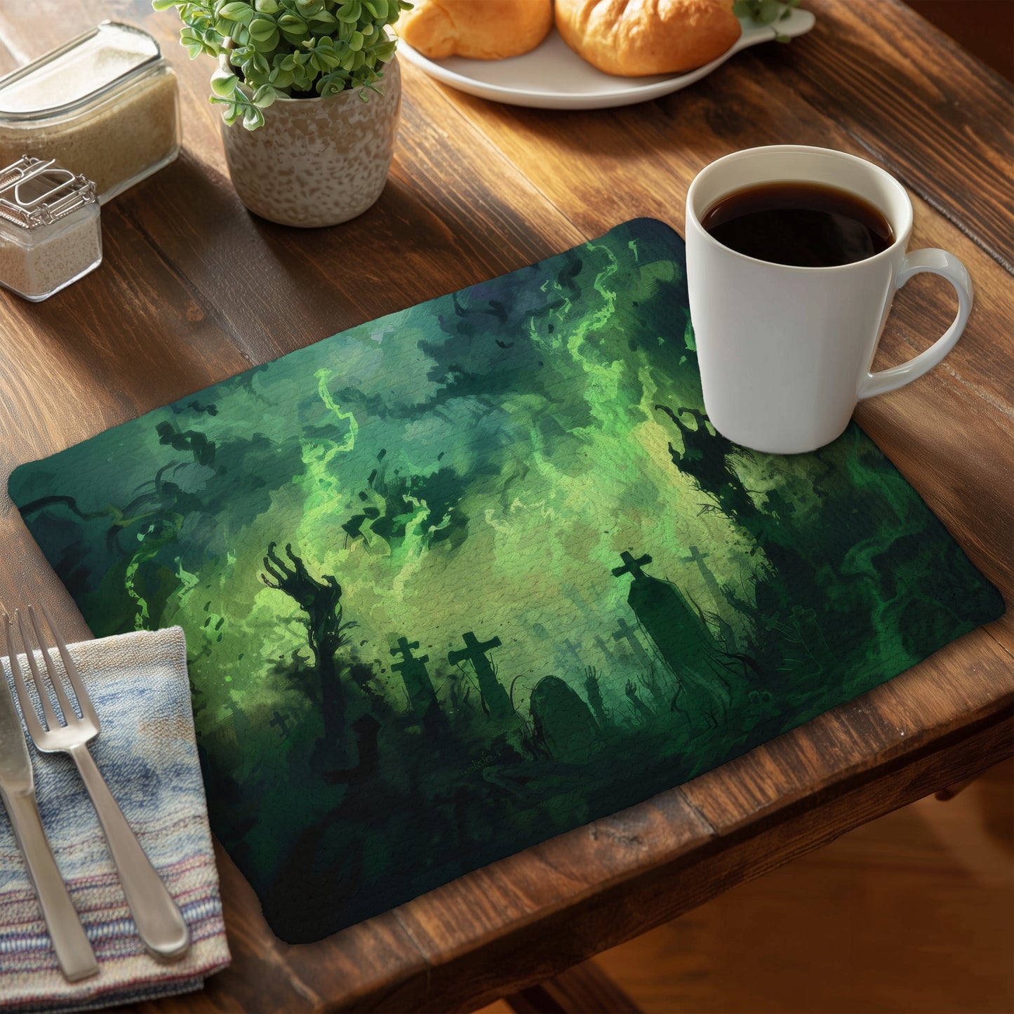 Reaching Hell - Braided Polyester Placemat for Home Decor