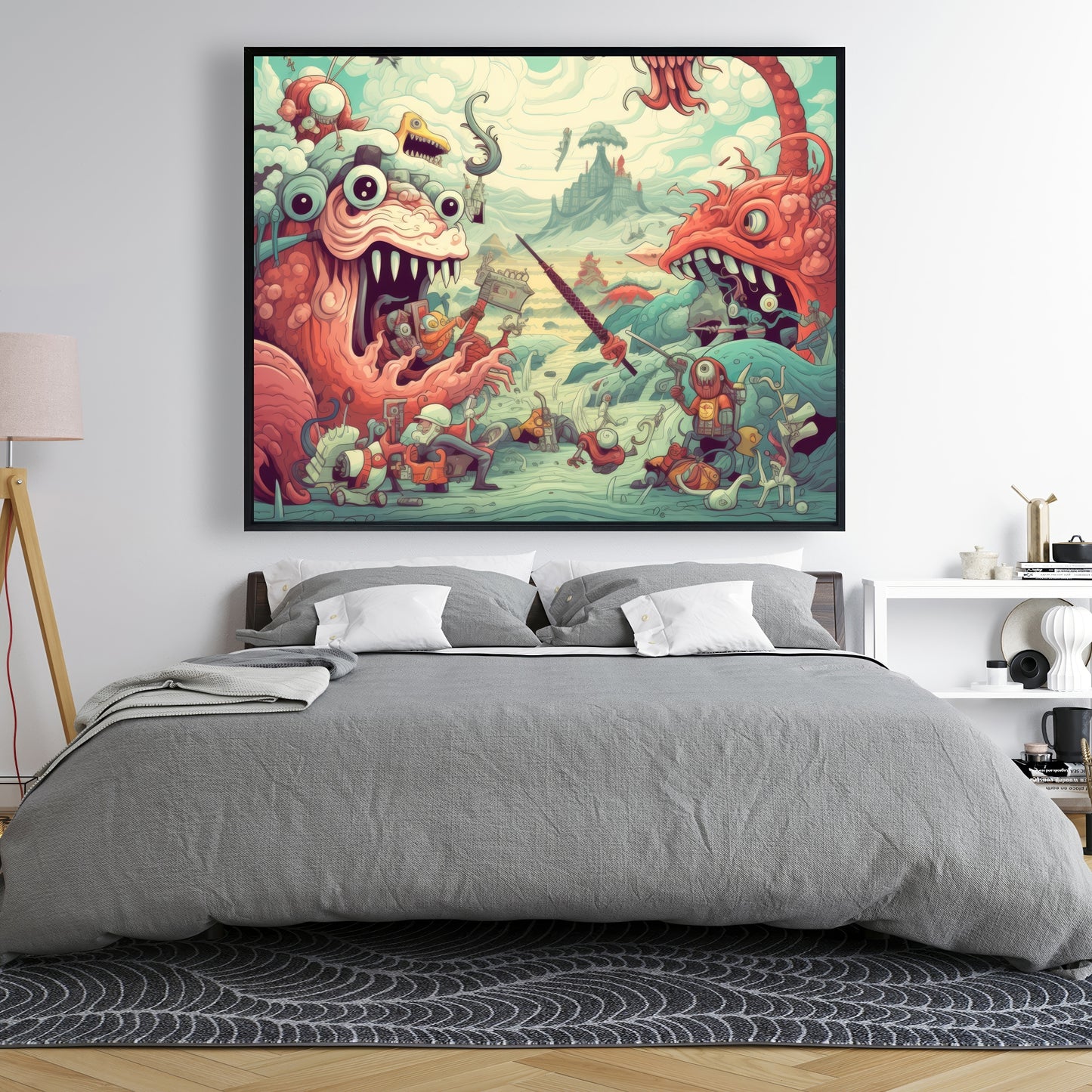 Day of Reckoning - Blue Framed Canvas for Home Decor