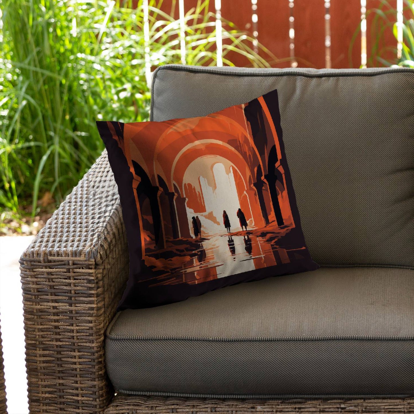 In the ruins - Throw pillow - Print on demand