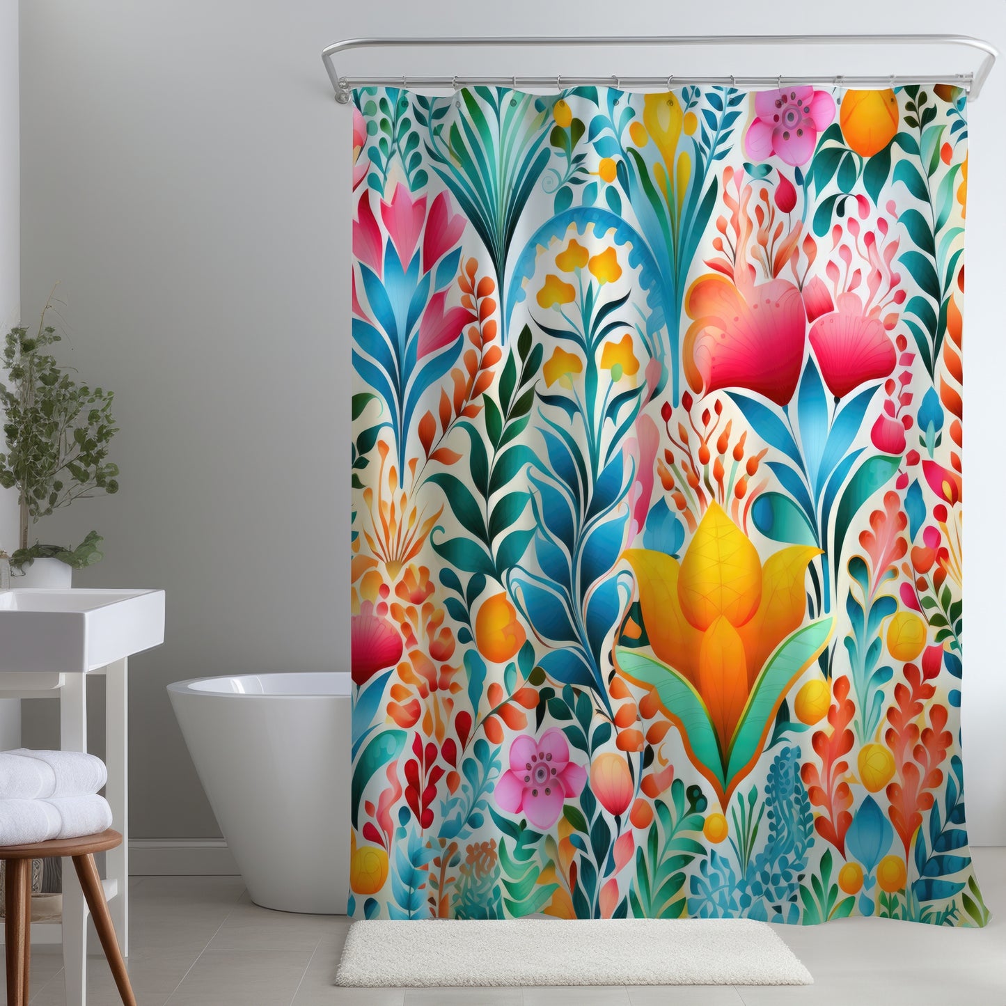 Flowing Flowers Green Shower Curtain | Home Decor Essential