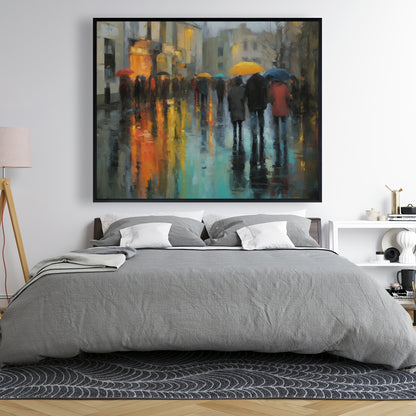 Rainy Day Red Framed Canvas - Home Decor Art Piece