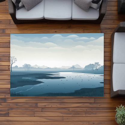 Minimalist Swamp - White Outdoor Area Rug for Home Decor