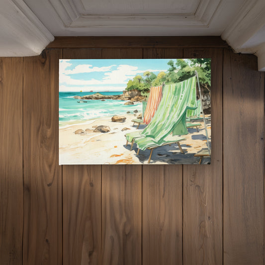 Beach Calm Beige Indoor Outdoor Door Mat | Home Decor
