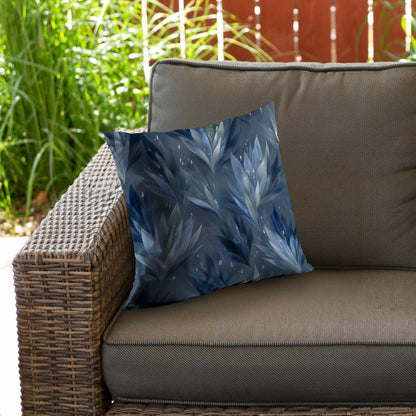 Coussin décoratif en sergé de polyester à motif feuilles glacées - Décoration élégante pour la maison