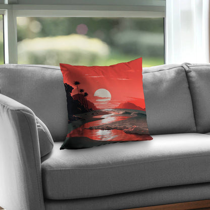 Blood Sun Poly Twill Throw Pillow - Stylish Home Decor