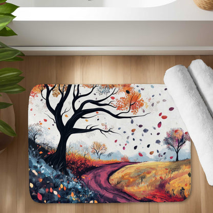 Blowing Leaves Orange Bath Mat | Stylish Home Decor Accent