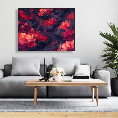 Burning plants - 36"x36" Framed canvas