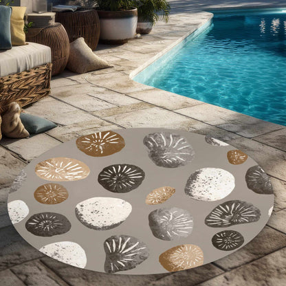 Tapis d'extérieur rond Earthstone Echoes | Décoration d'intérieur élégante