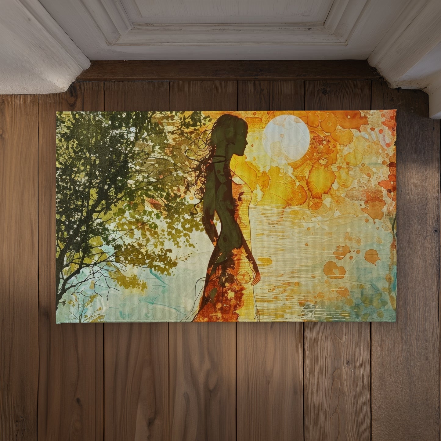 Peaceful Sun Green Indoor Outdoor Door Mat | Home Decor