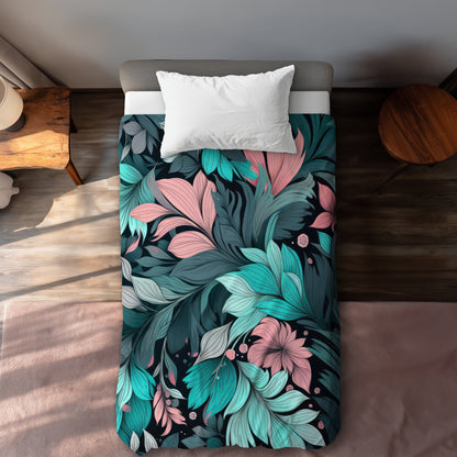 Neon Leaves Black Duvet Cover - Stylish Home Decor Essentials