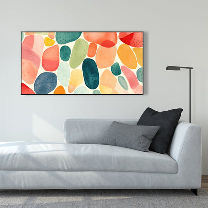 Seedy Shapes - Turquoise Framed Canvas for Home Decor