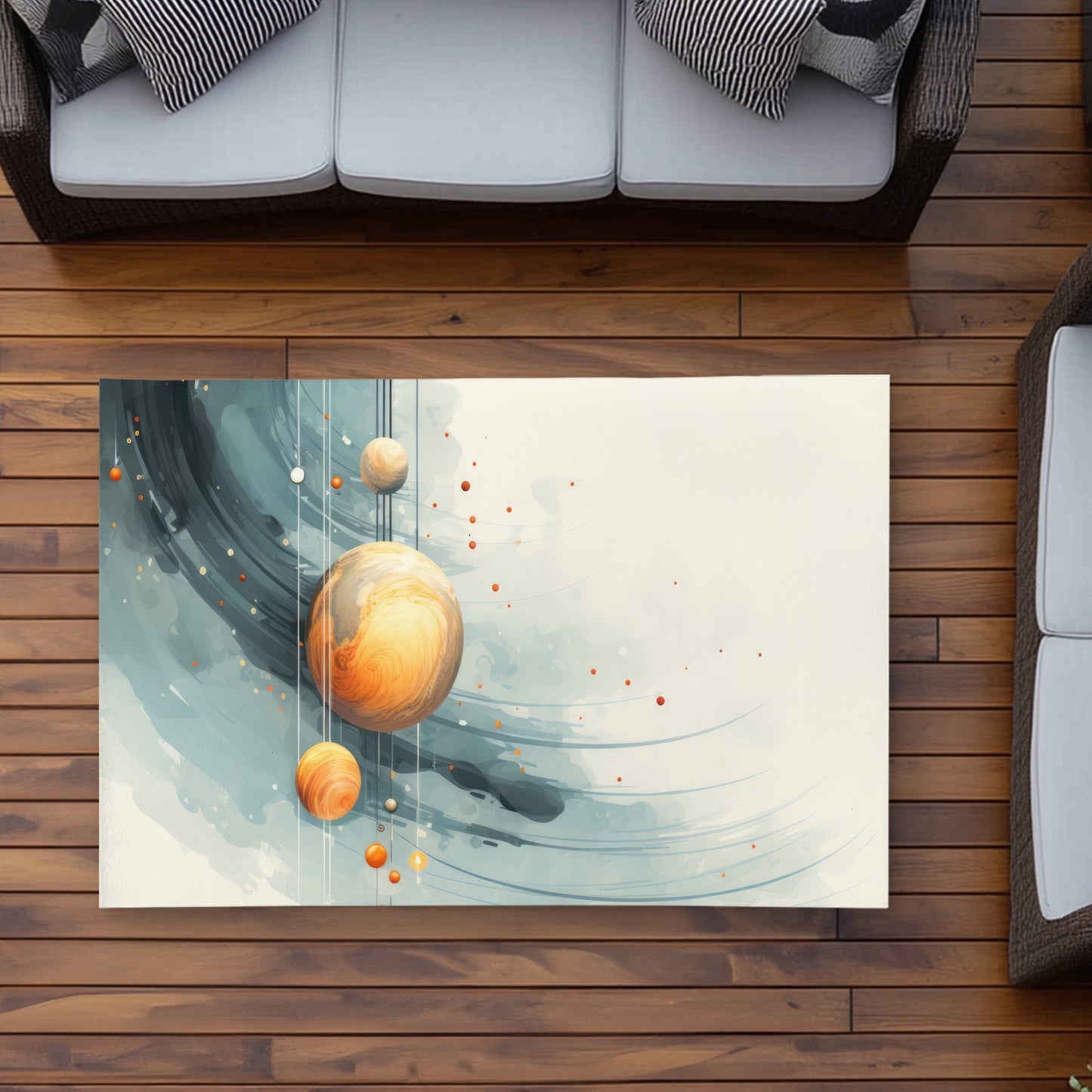 Hanging Planets Gray Outdoor Area Rug | Home Decor Essentials