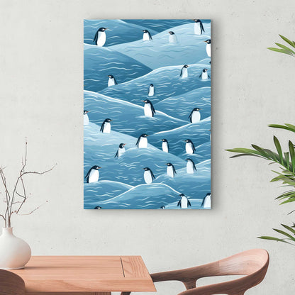 Penguins Wandering - Black Canvas Art for Home Decor