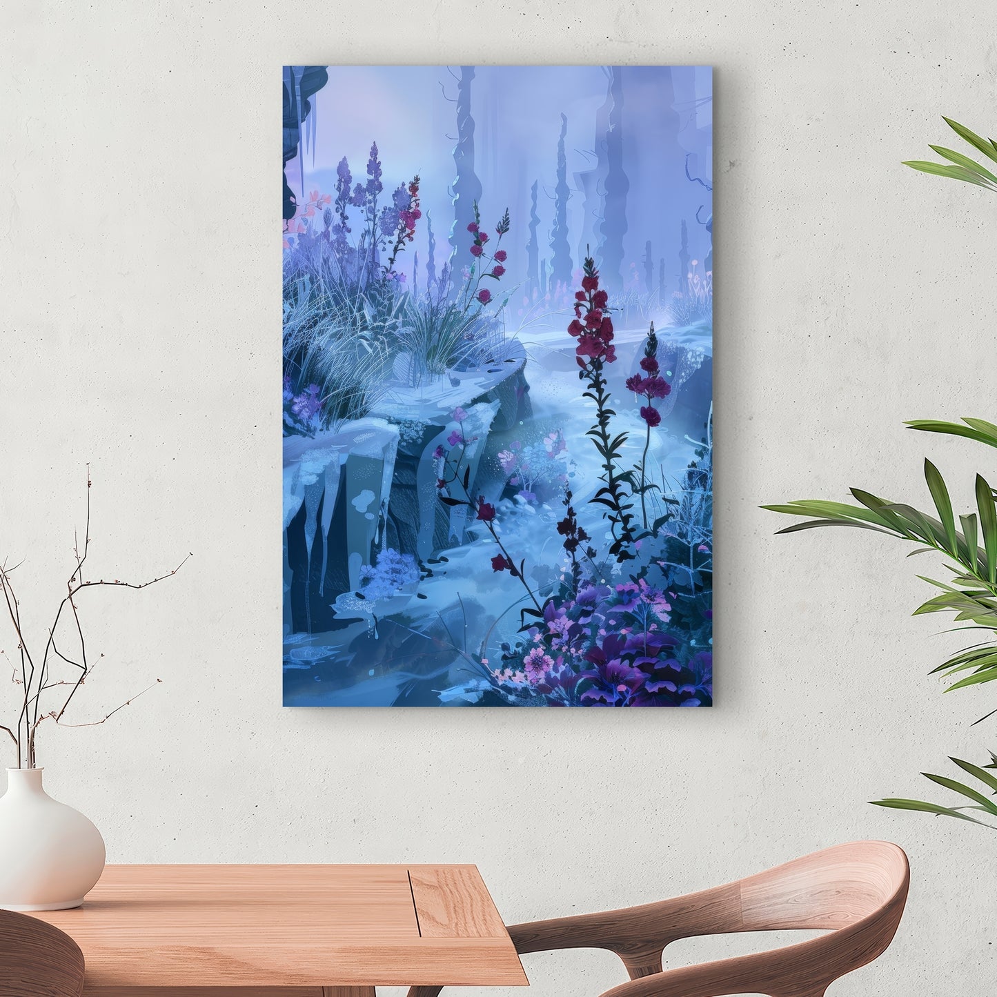 Valley of Ice - Gray Canvas Wall Art for Home Decor
