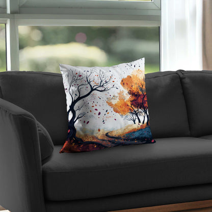 Cool Weather Black Poly Twill Throw Pillow | Decor Insert