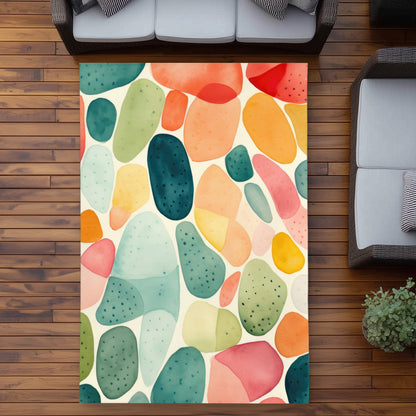 Seedy shapes Turquoise Outdoor Area Rug for Home Decor