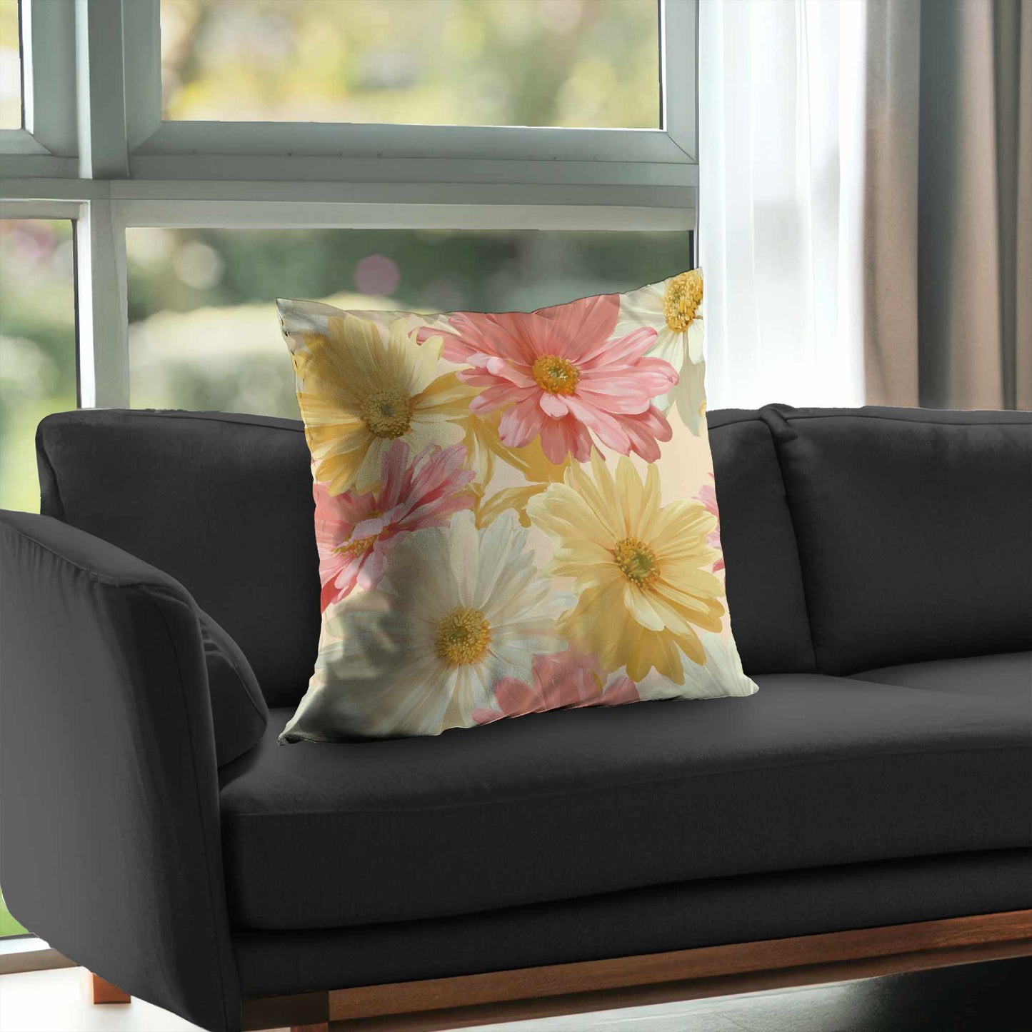 Sunlit Daisy Dream Poly Twill Throw Pillow - Home Decor