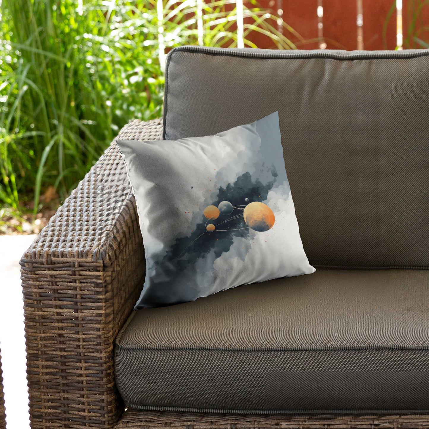 Coussin décoratif en sergé de polyester motif cercle de planètes - Décoration intérieure