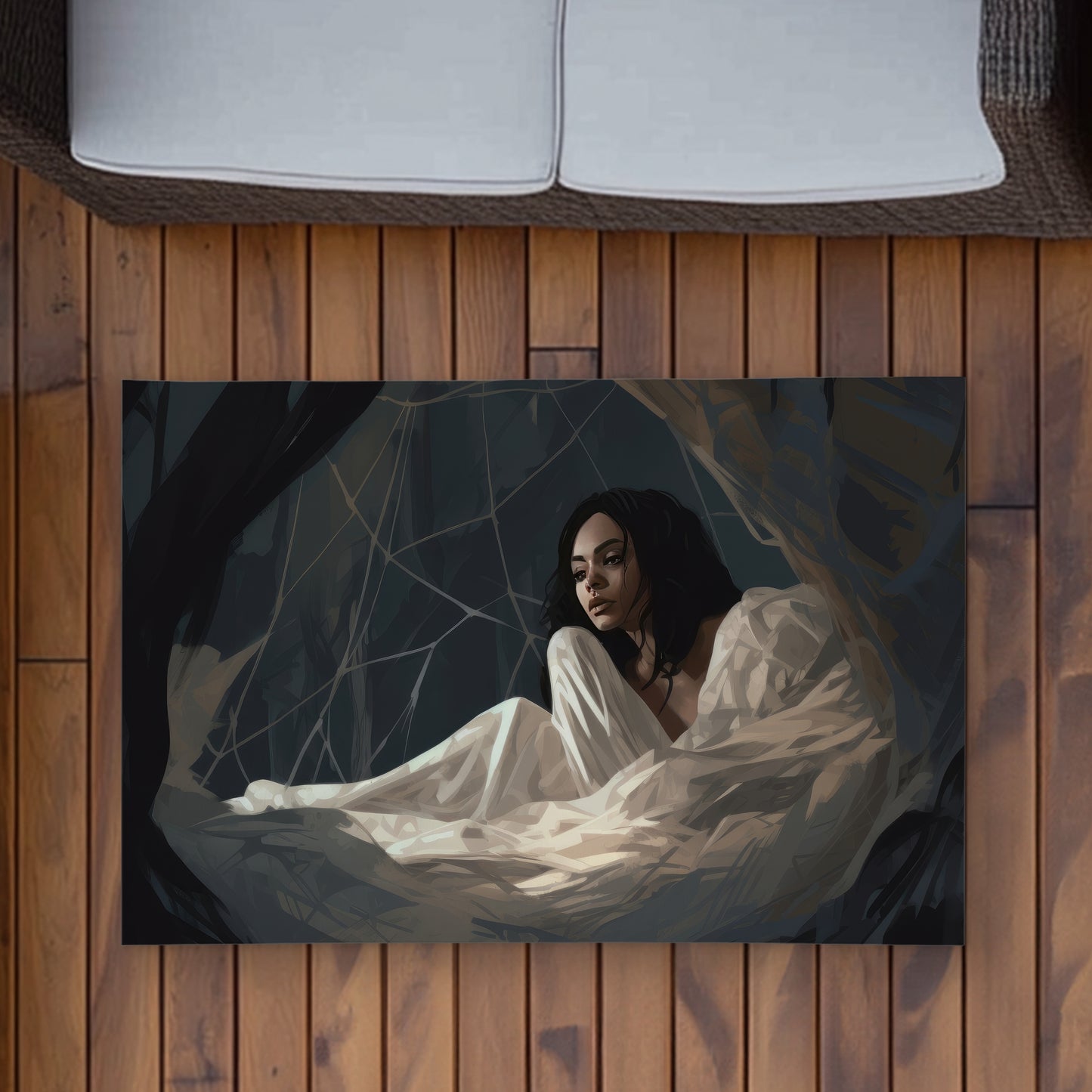 Spider princess Black outdoor area rug for home decor