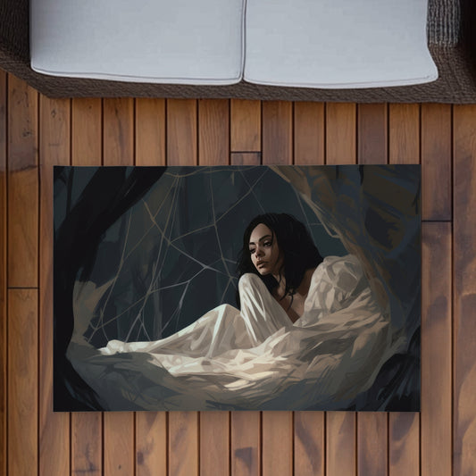 Spider princess Black outdoor area rug for home decor