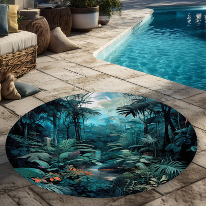 Tapis d'extérieur rond motif jungle pour la décoration intérieure