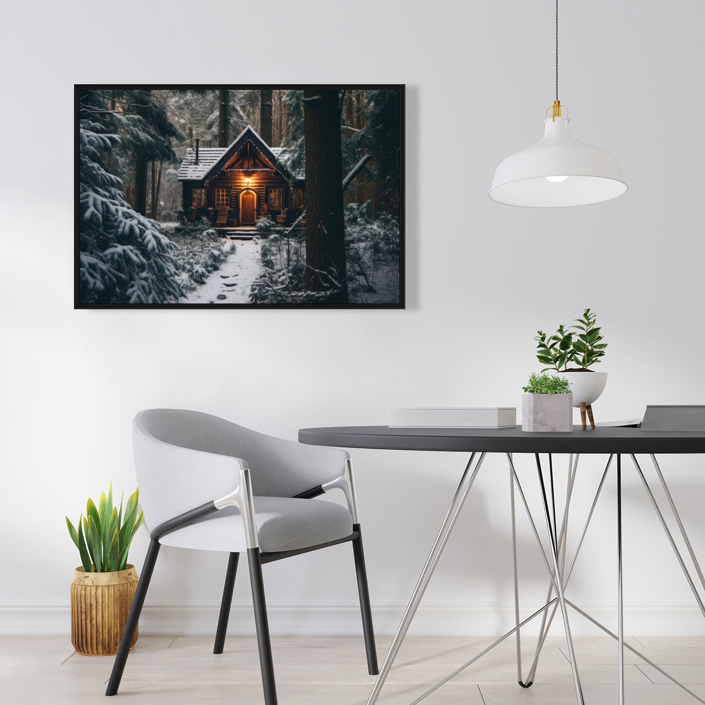 The lone cabin - 36"x36" Framed canvas
