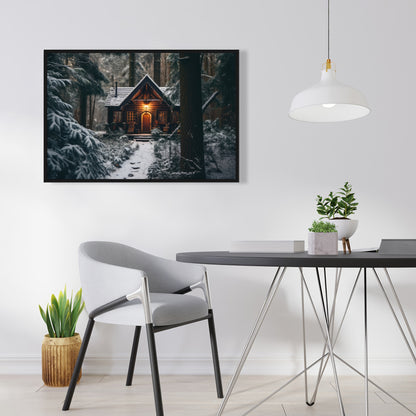 The lone cabin - 36"x36" Framed canvas