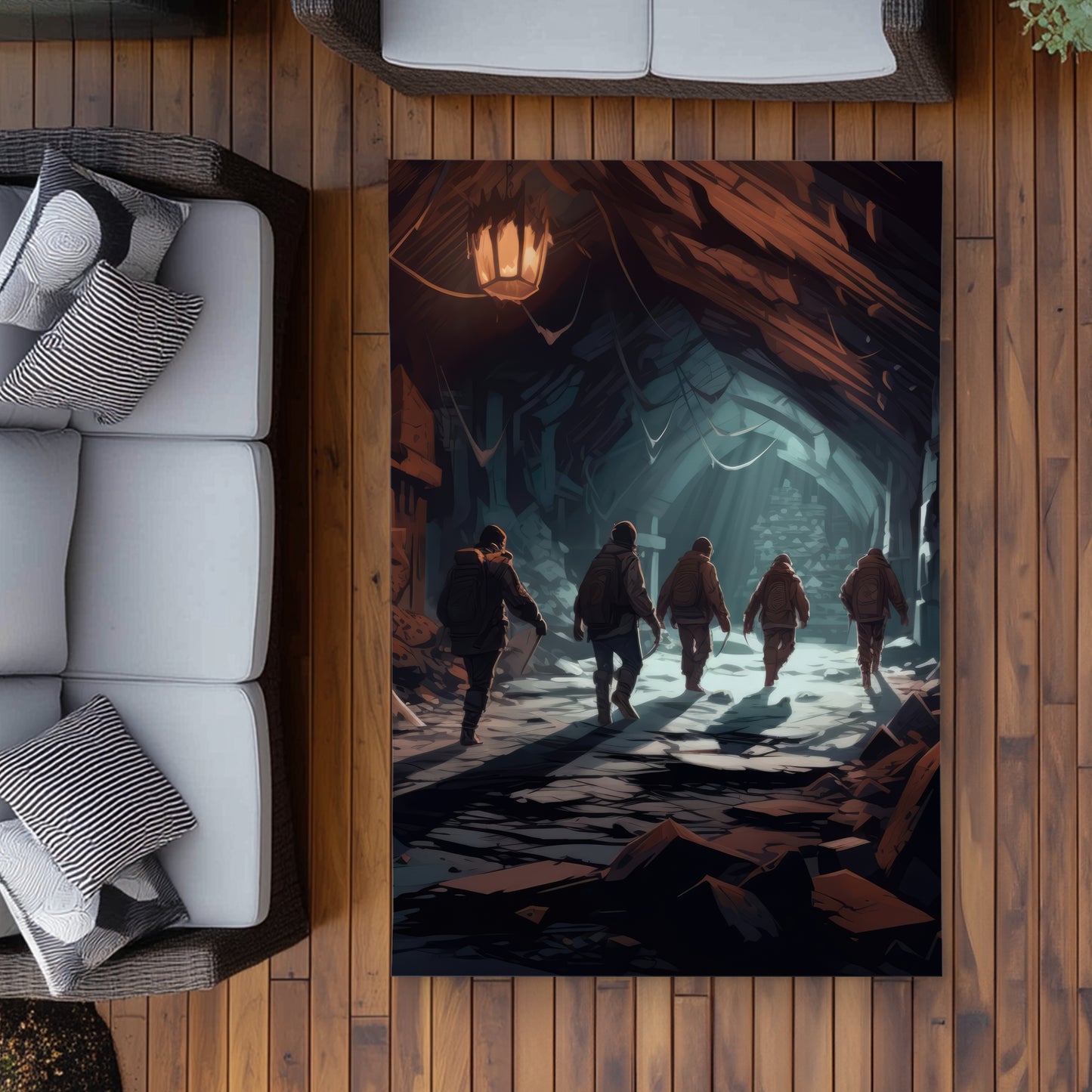 The Catacombs - Black Outdoor Area Rug for Home Decor