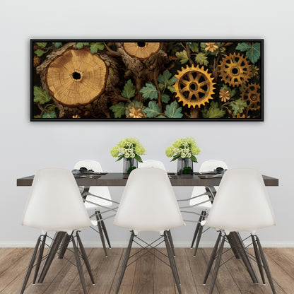 Hiding Gears - Brown Framed Canvas Art for Home Decor