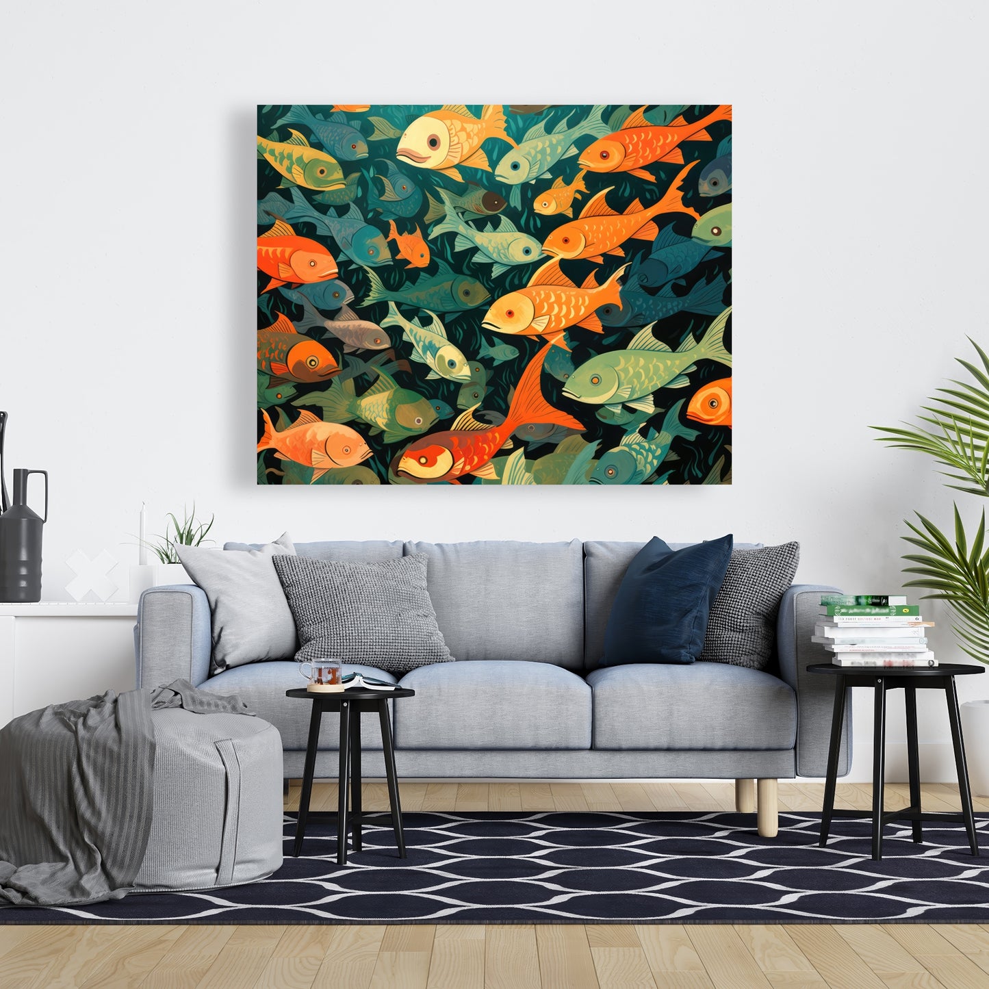 Simple Fishes - Orange Canvas Home Decor for Vibrant Spaces