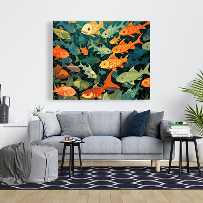 Simple Fishes - Orange Canvas Home Decor for Vibrant Spaces