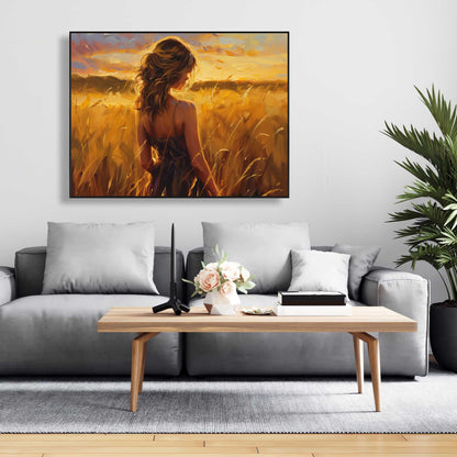 Warm Field - Yellow Framed Canvas for Home Decor | Art Print