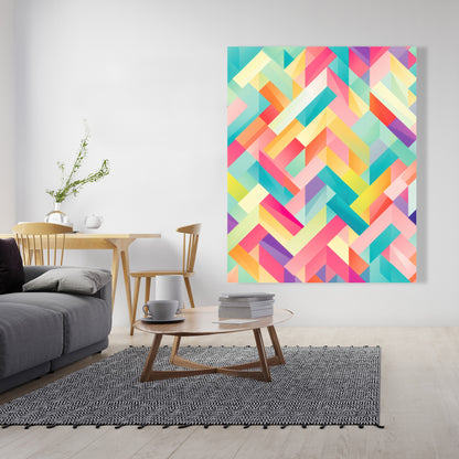 Stripe Harmony - Turquoise Canvas Wall Art for Home Decor