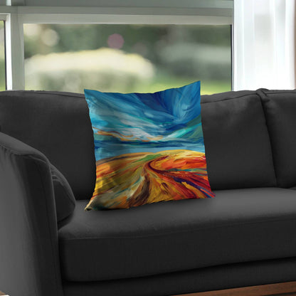 Land flow Yellow Poly Twill Throw Pillow - Home Decor Insert