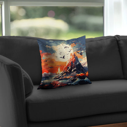 Towards Danger Gray Poly Twill Throw Pillow for Home Decor