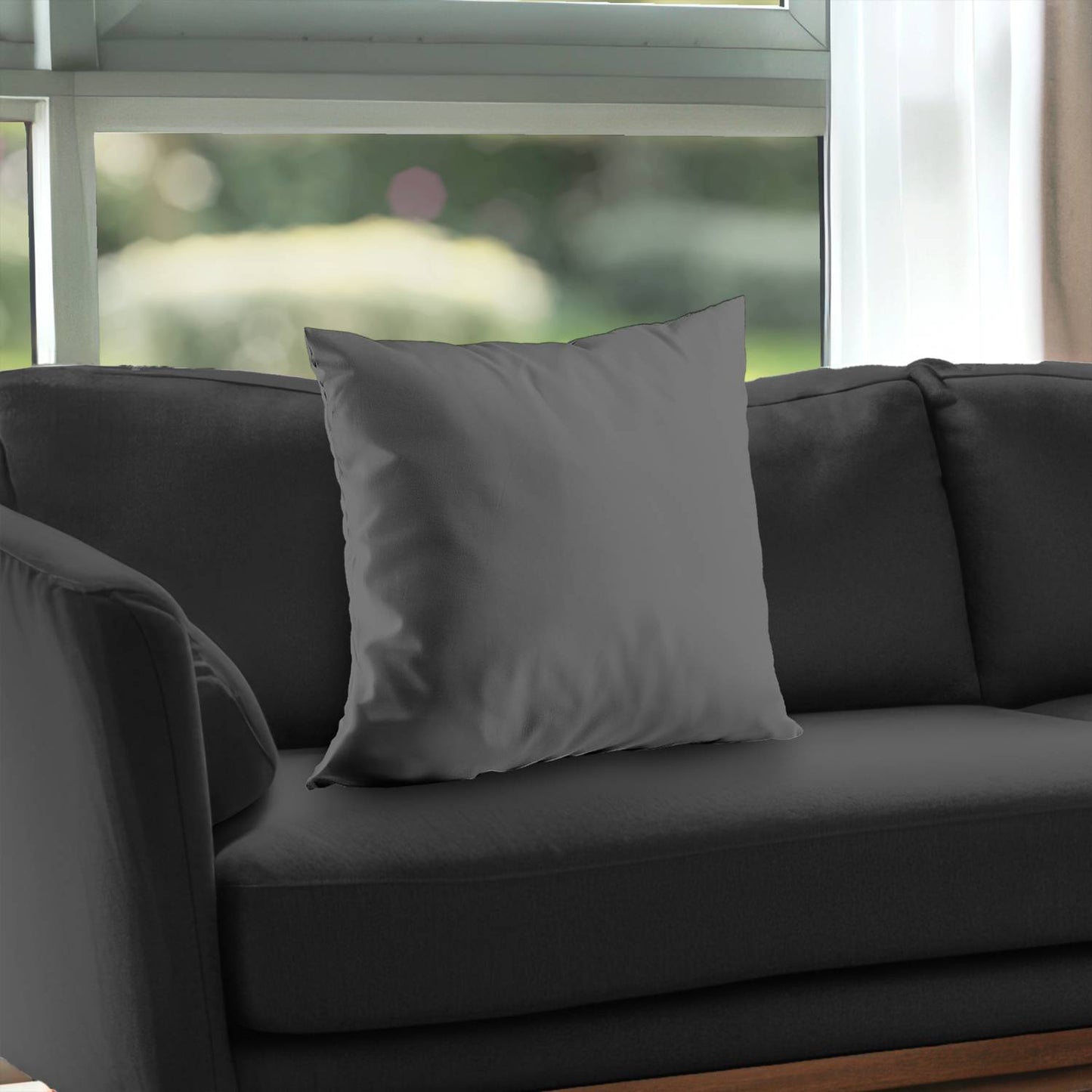 Coussin décoratif en sergé de polyester gris moyen | Décoration d'intérieur élégante