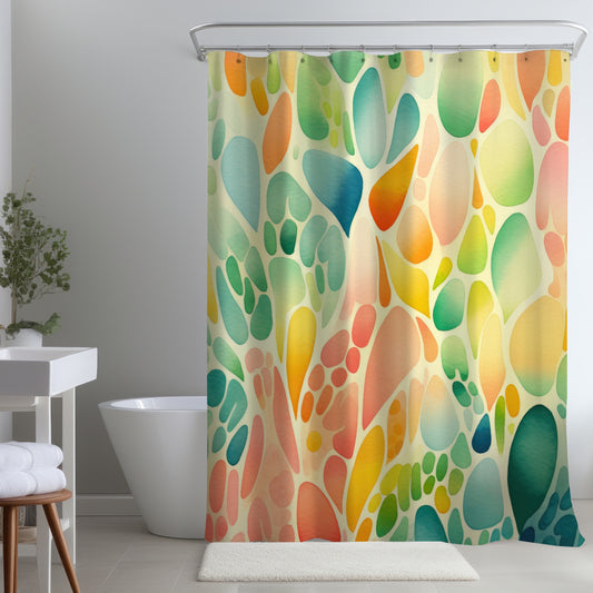 Organic Fruits Green Shower Curtain | Eco-Friendly Home Decor