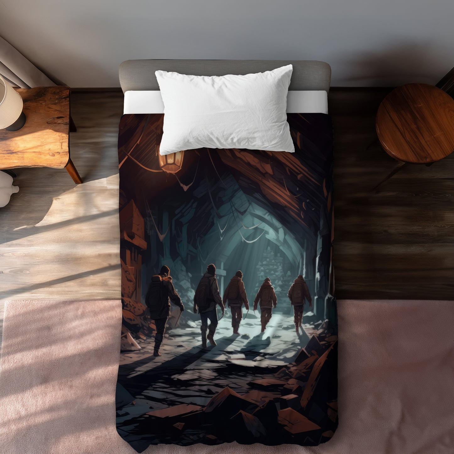 Housse de couette noire Catacombes | Décoration d'intérieur élégante