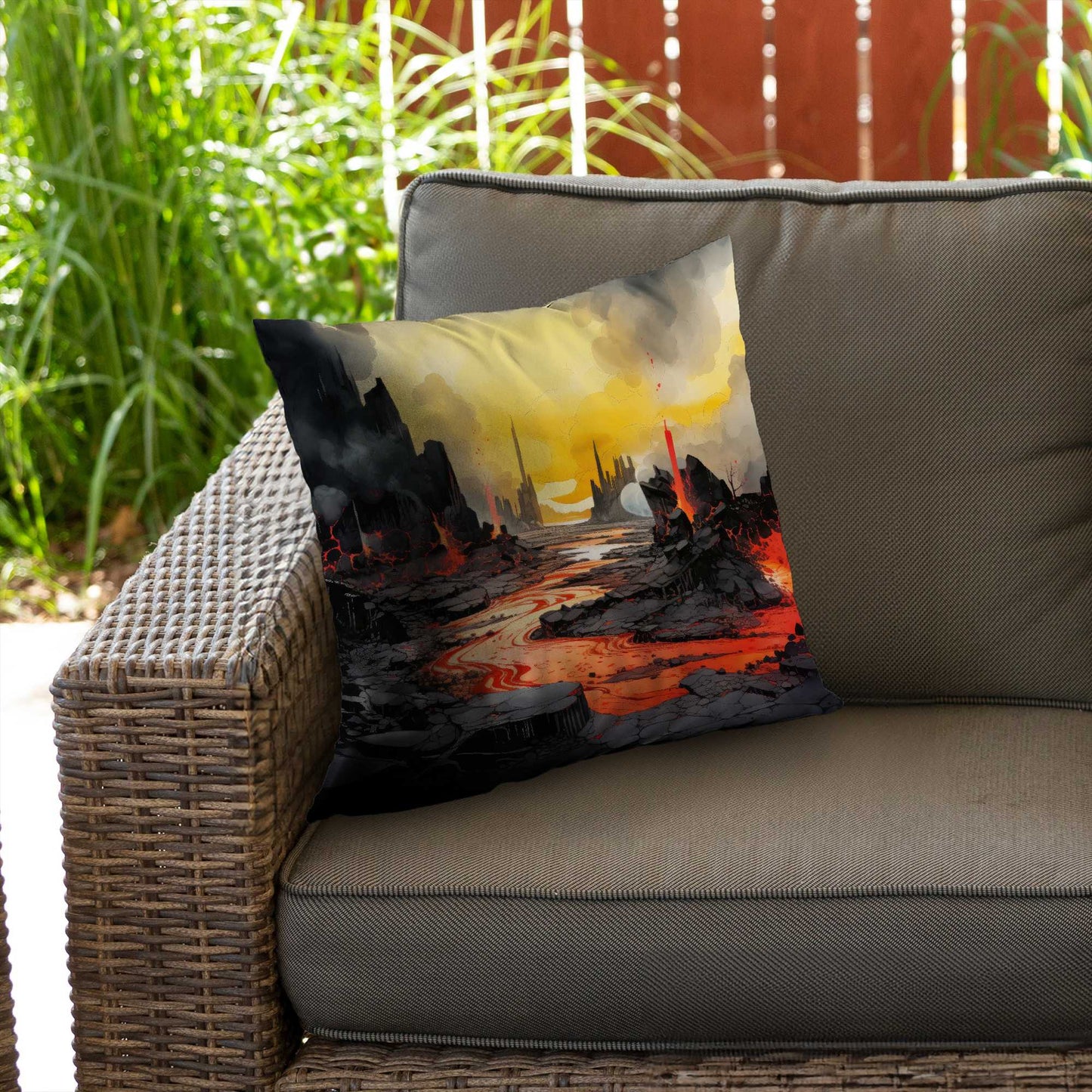 Charred Yellow Poly Twill Throw Pillow - Home Decor Insert
