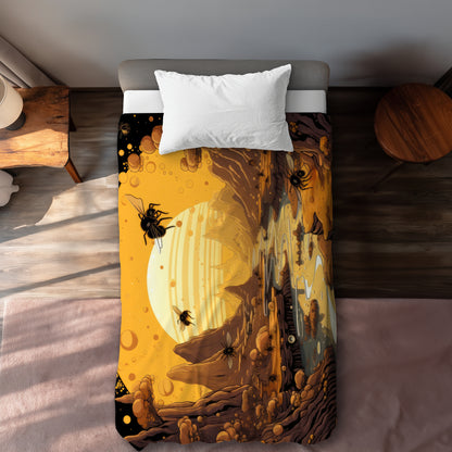Hive Mind Orange Duvet Cover - Stylish Home Decor Upgrade