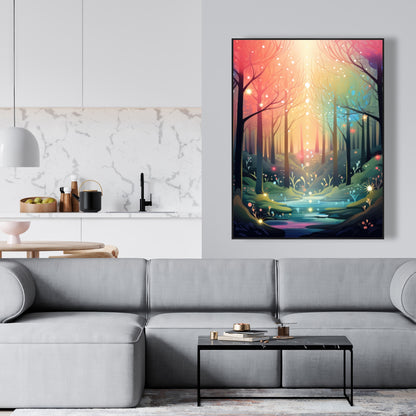 Magical forest - Turquoise Framed Canvas for Home Decor