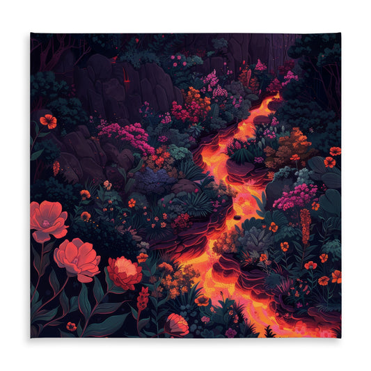 Flowing magma Red Indoor Outdoor Tablecloth for Home Decor