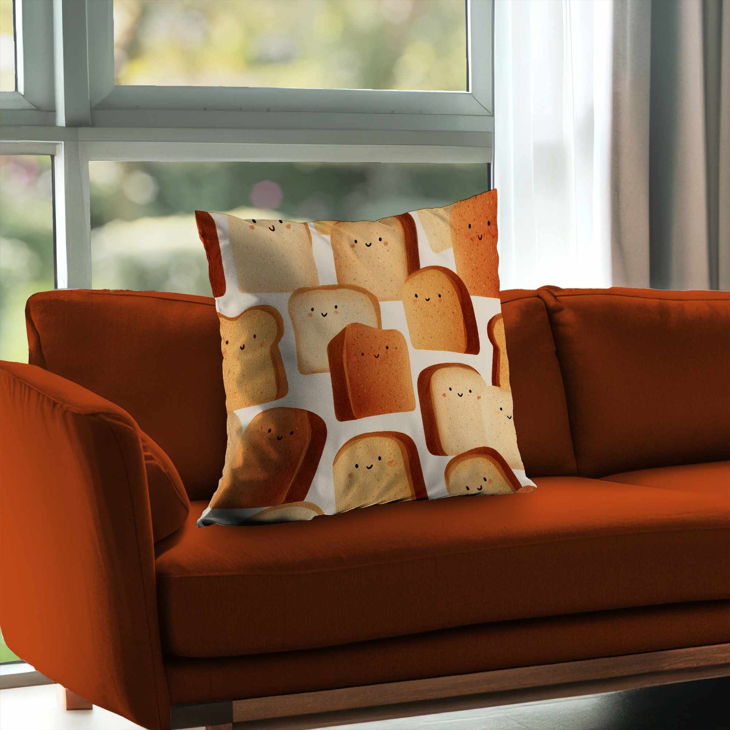 Coussin décoratif en sergé polyester Toasty Smiles pour une ambiance douillette