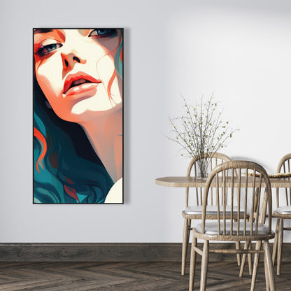Dangerous Lips - Turquoise Framed Canvas Home Decor Art