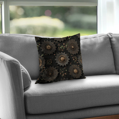 Cog Pattern Gray Poly Twill Throw Pillow Insert | Home Decor