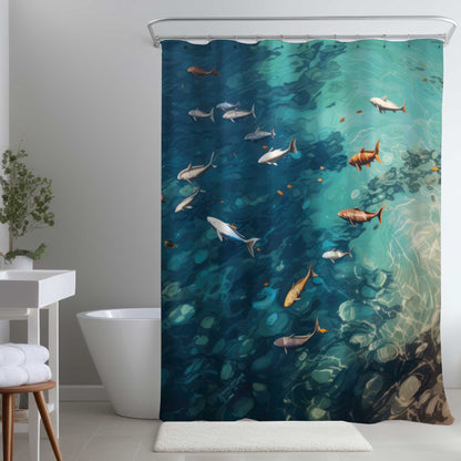 Rideau de douche Swim Ahead - Décoration élégante pour la salle de bain