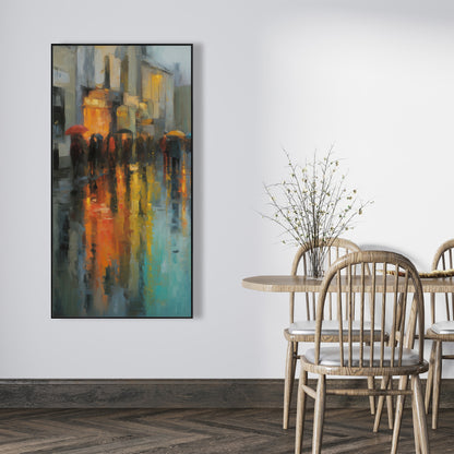 Rainy Day Red Framed Canvas - Home Decor Art Piece