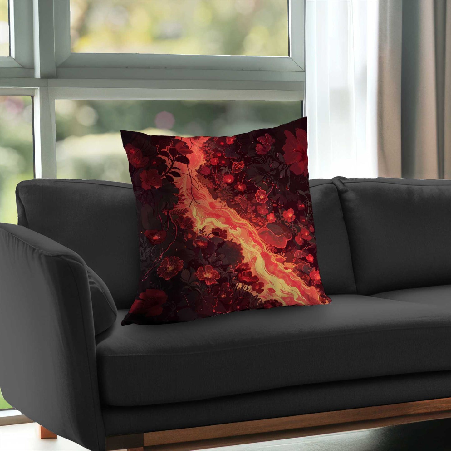 Seering Flowerbed Poly Twill Throw Pillow | Home Decor